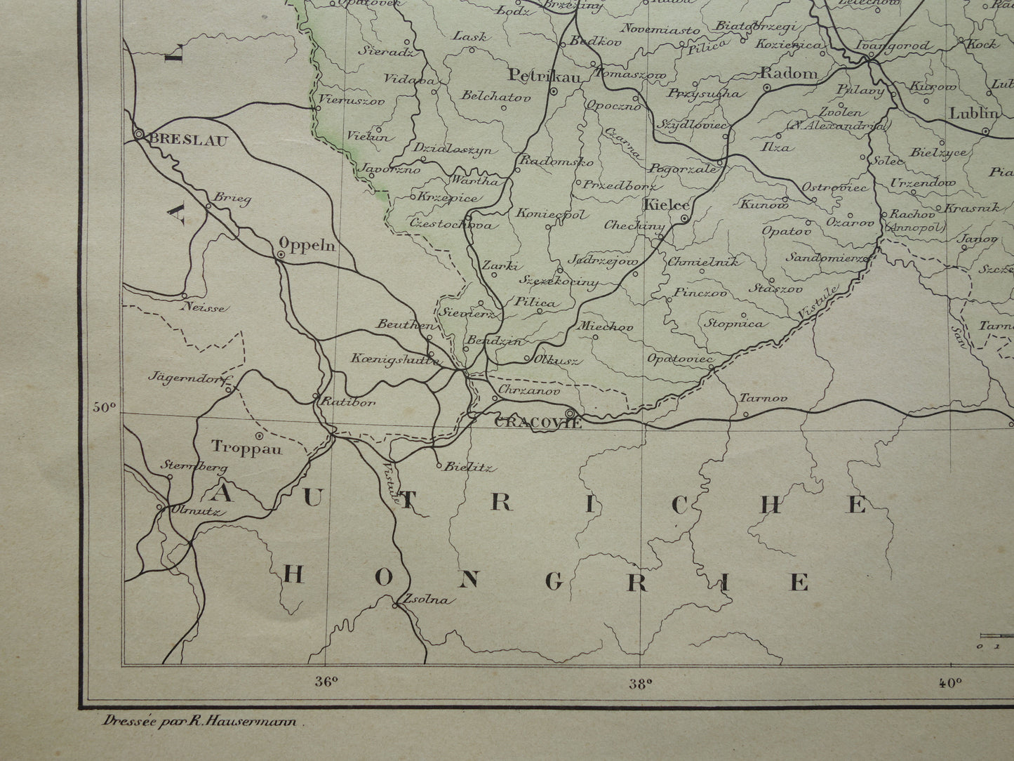 POLEN Alte Karte von Polen aus dem Jahr 1896, original handkolorierte antike Karte, historischer Druck Polen