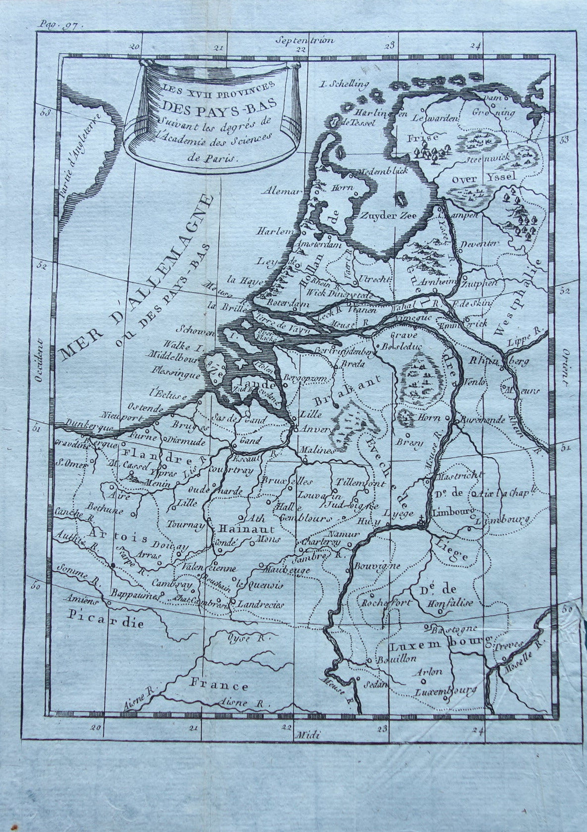 260+ jaar oude landkaart van Nederland 1759 originele antieke kaart Holland klein formaat