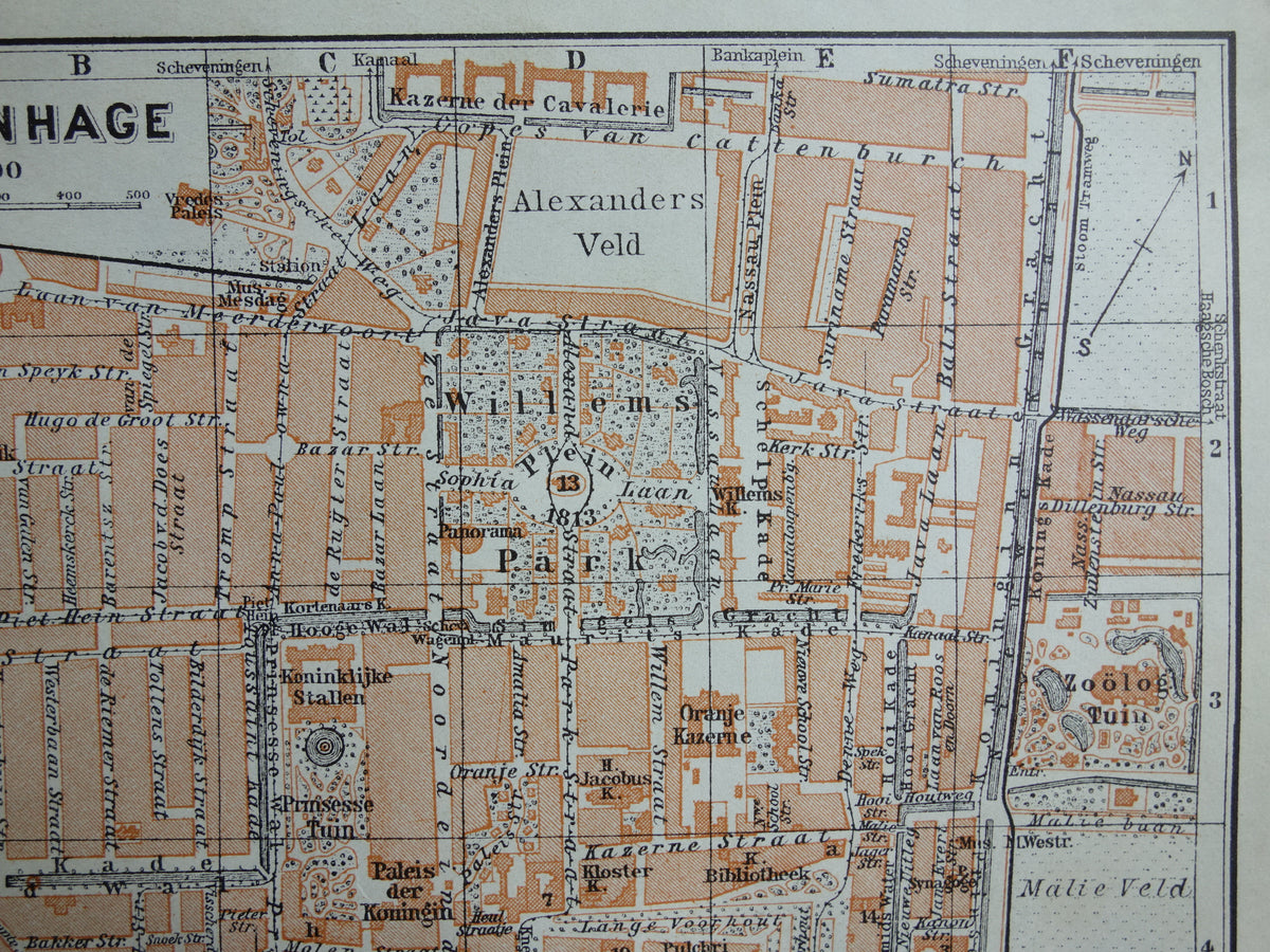Den Haag, alte Karte von Den Haag aus dem Jahr 1904, kleine originale antike Karte, Vintage-Karte
