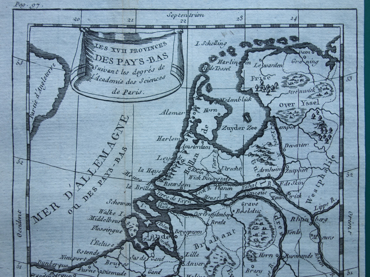 260+ jaar oude landkaart van Nederland 1759 originele antieke kaart Holland klein formaat