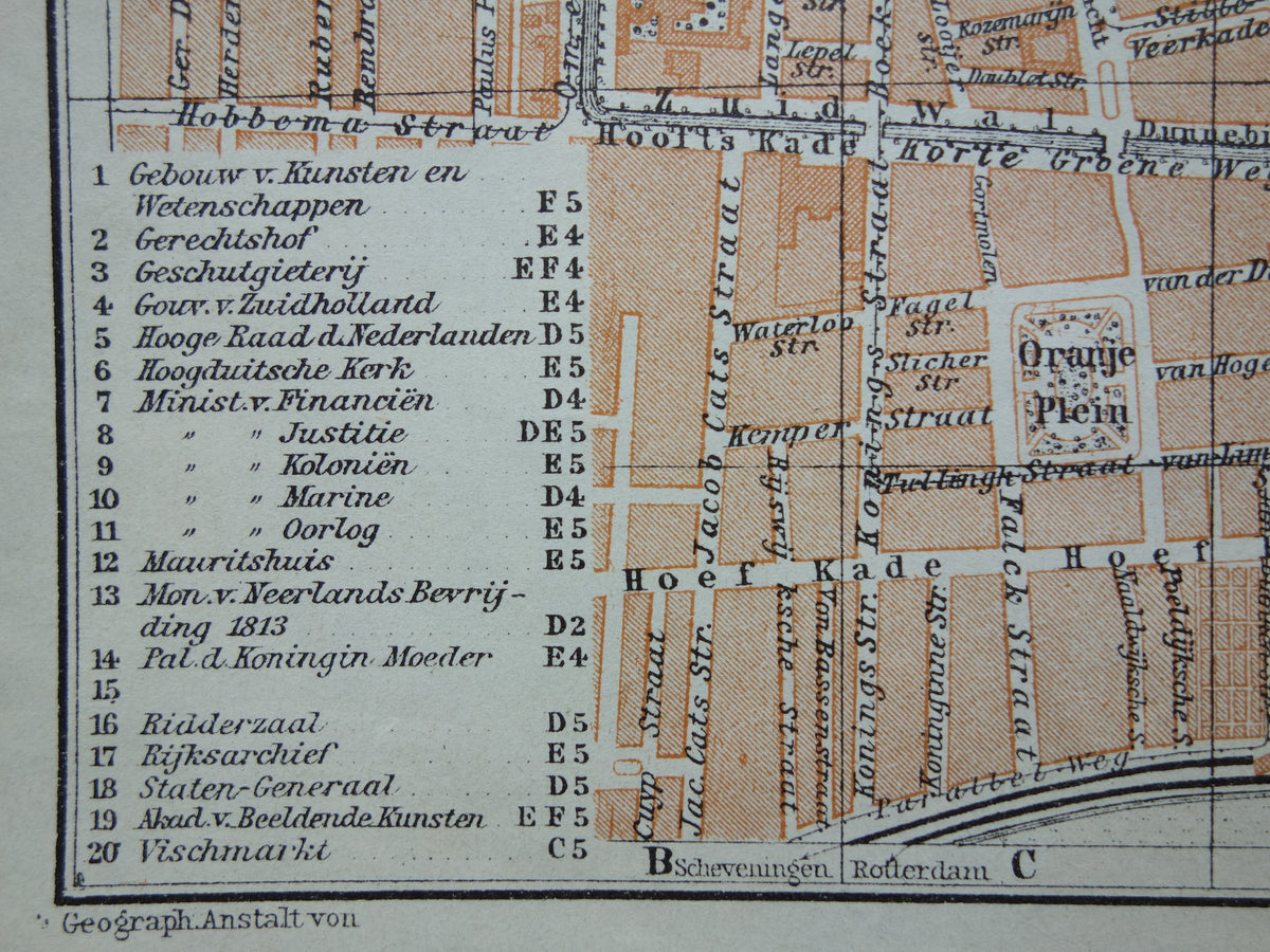 Den Haag, alte Karte von Den Haag aus dem Jahr 1904, kleine originale antike Karte, Vintage-Karte