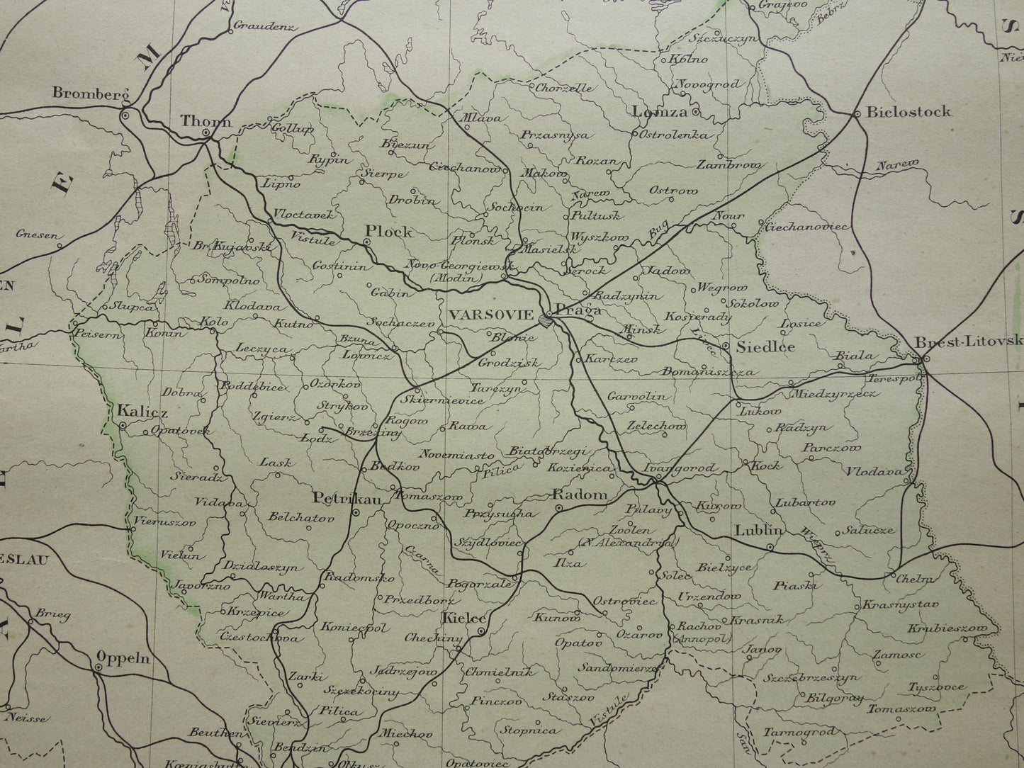 POLEN Alte Karte von Polen aus dem Jahr 1896, original handkolorierte antike Karte, historischer Druck Polen