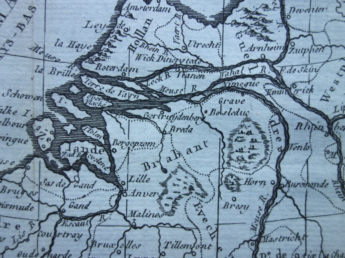 260+ jaar oude landkaart van Nederland 1759 originele antieke kaart Holland klein formaat