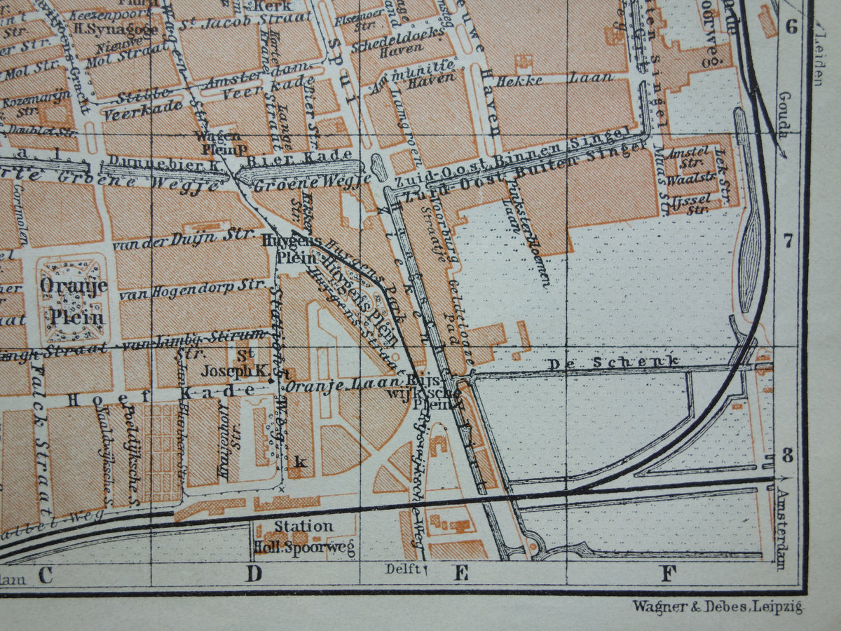 Den Haag, alte Karte von Den Haag aus dem Jahr 1904, kleine originale antike Karte, Vintage-Karte