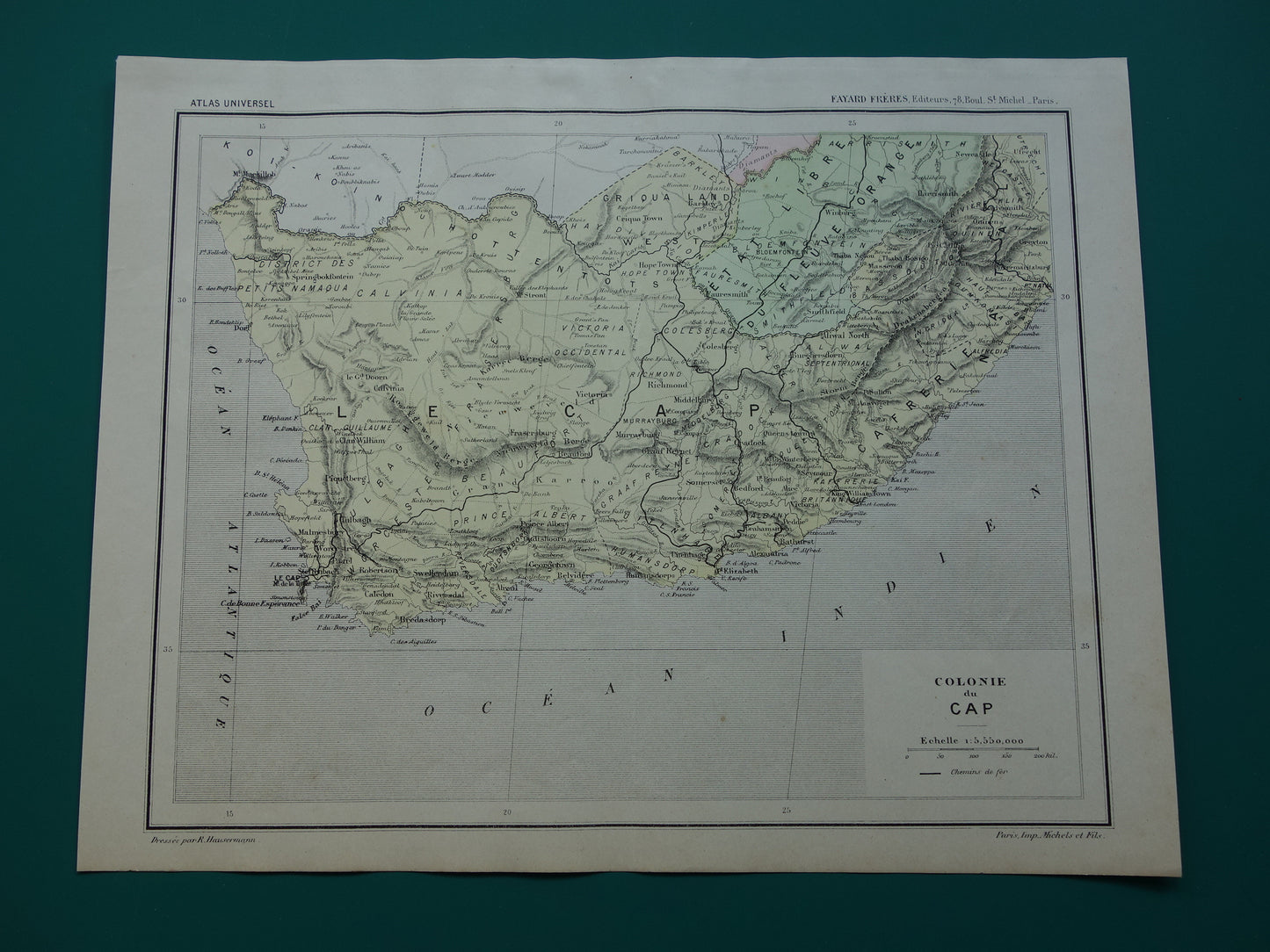 KAAPKOLONIE Oude kaart van Zuid-Afrika uit 1896 originele antieke kaart - Afrika vintage historische kaarten