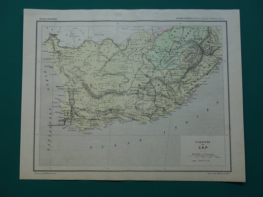 KAAPKOLONIE Oude kaart van Zuid-Afrika uit 1896 originele antieke kaart - Afrika vintage historische kaarten