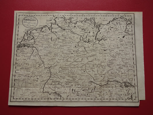 DUITSLAND landkaart 200+ jaar oude kaart van Duitsland / Pruissen / Polen / Tsjechië originele antieke z/w gravure Duitsland