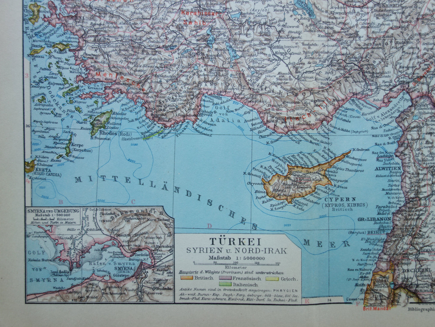 Turkije oude kaart van Turkije uit 1931 originele Duitse vintage landkaart