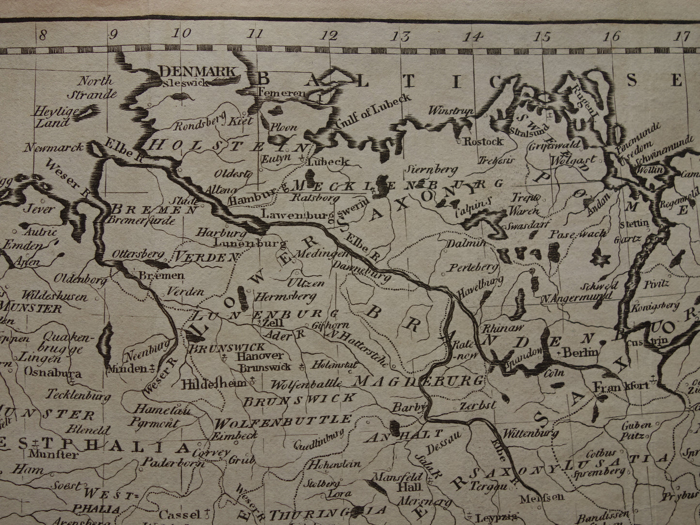 DUITSLAND landkaart 200+ jaar oude kaart van Duitsland / Pruissen / Polen / Tsjechië originele antieke z/w gravure Duitsland