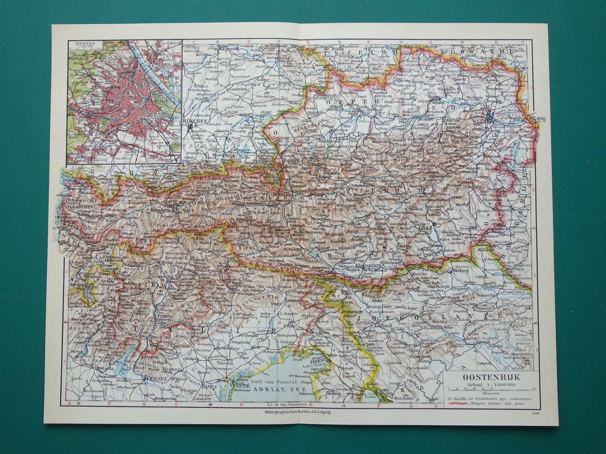 Austria old map from 1930's