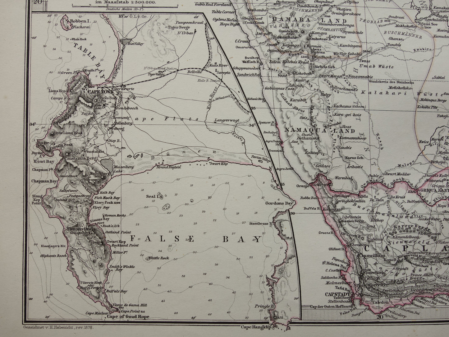 Antieke landkaart van Afrika in 1878 Grote originele 145+ jaar oude kaart van Zuid-Afrika Madagaskar Angola Namibië Botswana Tanzania Congo Mozambique Zambia Route Livingstone Andersson