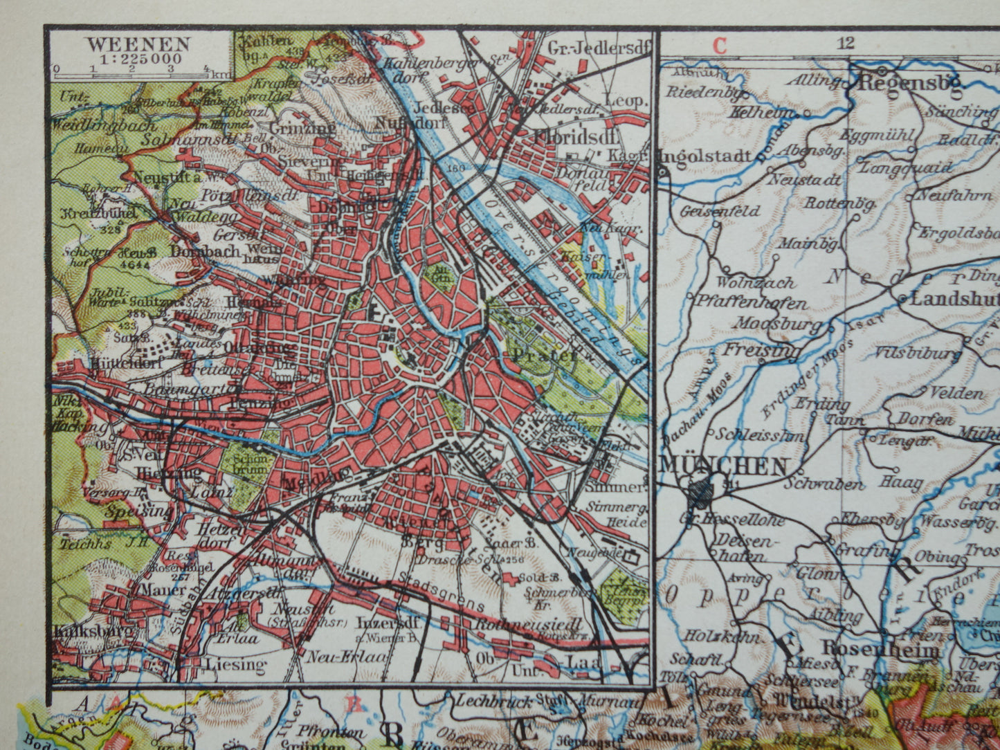 OOSTENRIJK Oude kaart Originele vintage Nederlandse landkaart van Oostenrijk uit 1937 historische kaarten