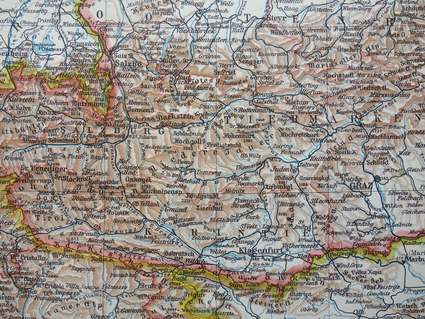 OOSTENRIJK Oude kaart Originele vintage Nederlandse landkaart van Oostenrijk uit 1937 historische kaarten