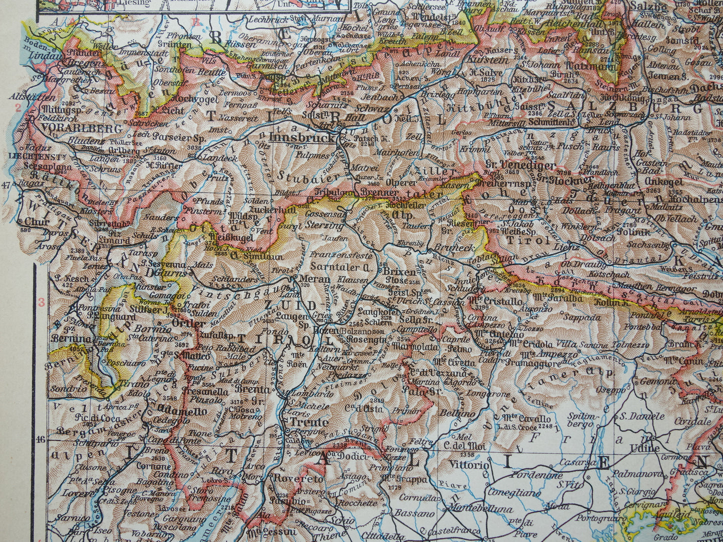 OOSTENRIJK Oude kaart Originele vintage Nederlandse landkaart van Oostenrijk uit 1937 historische kaarten
