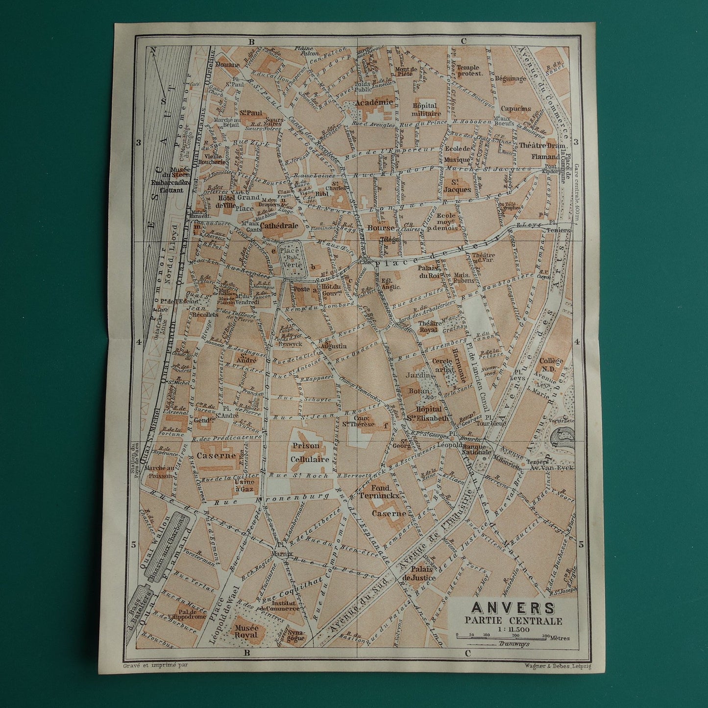 ANTWERPEN oude kaart van Antwerpen centrum België uit 1914 kleine originele antieke plattegrond landkaart