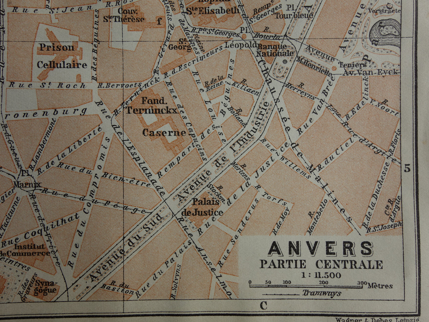 ANTWERPEN oude kaart van Antwerpen centrum België uit 1914 kleine originele antieke plattegrond landkaart