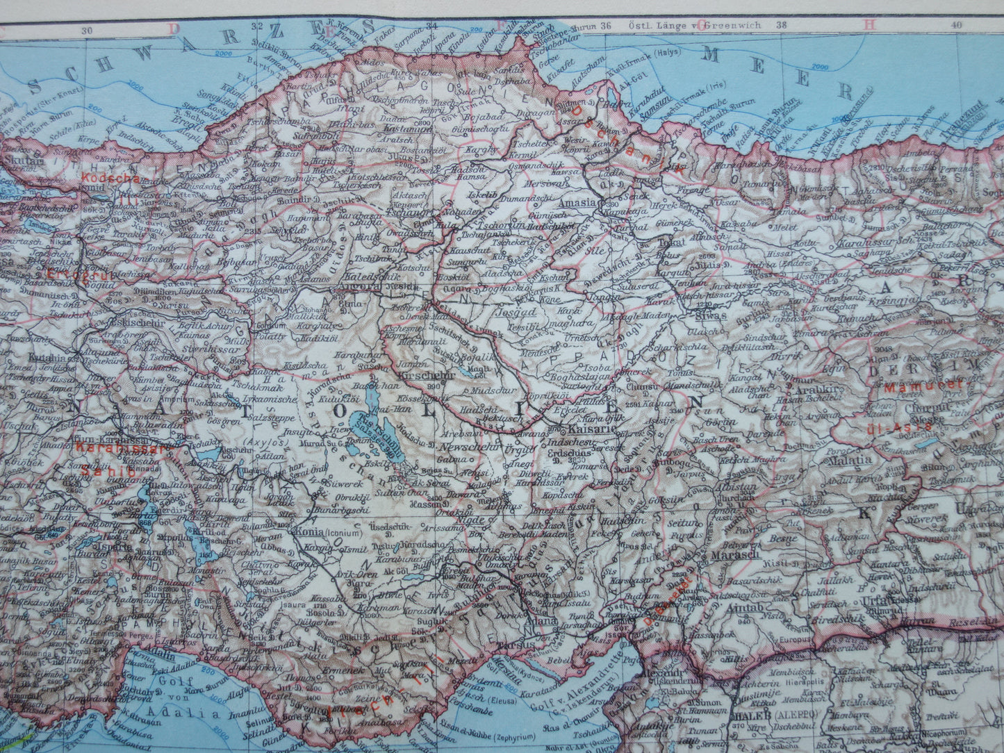 Turkije oude kaart van Turkije uit 1931 originele Duitse vintage landkaart