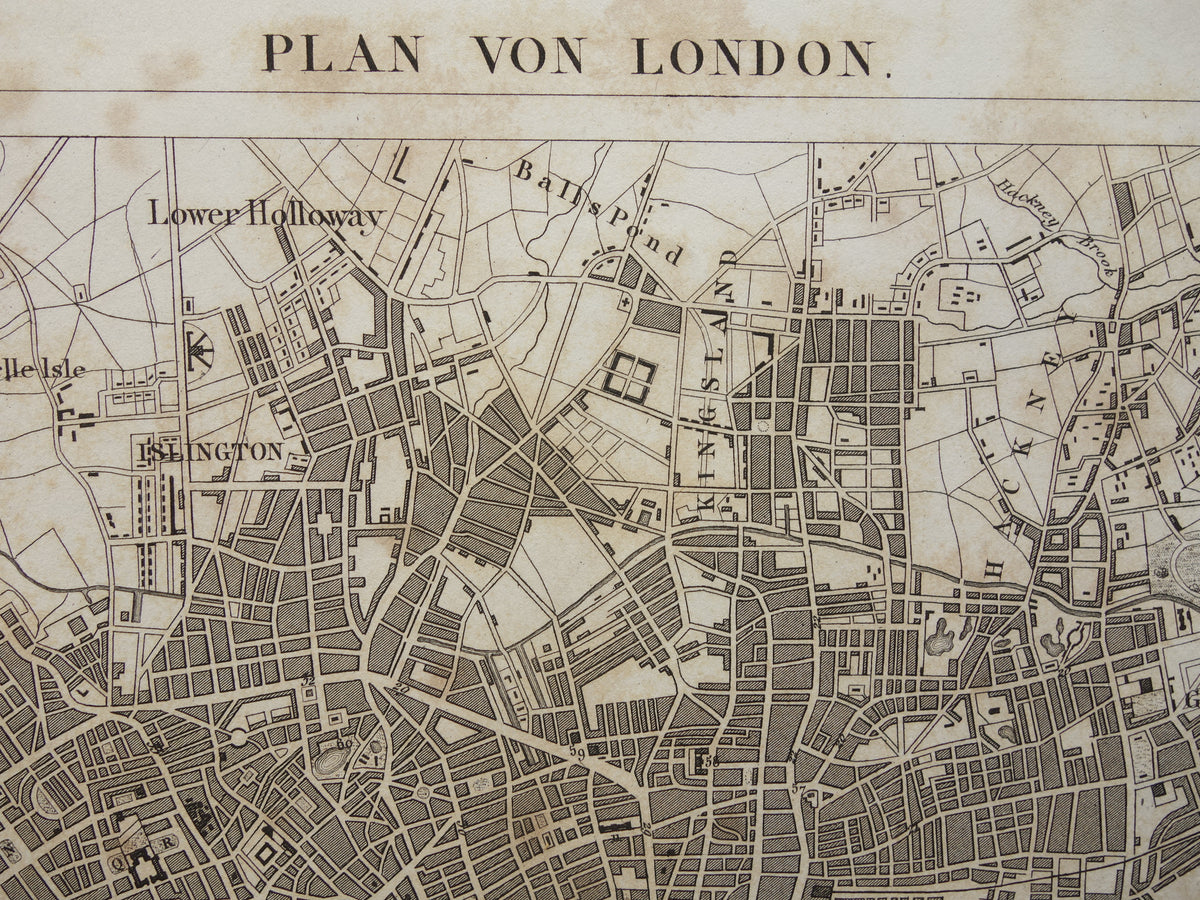 LONDON Old Map of London England - Original 175+ year old map