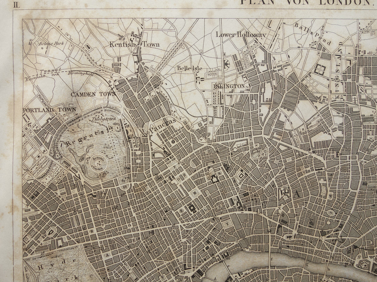 LONDON Old Map of London England - Original 175+ year old map