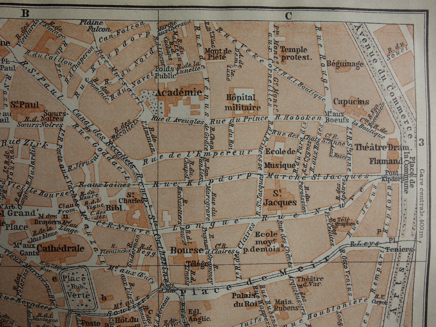 ANTWERPEN oude kaart van Antwerpen centrum België uit 1914 kleine originele antieke plattegrond landkaart