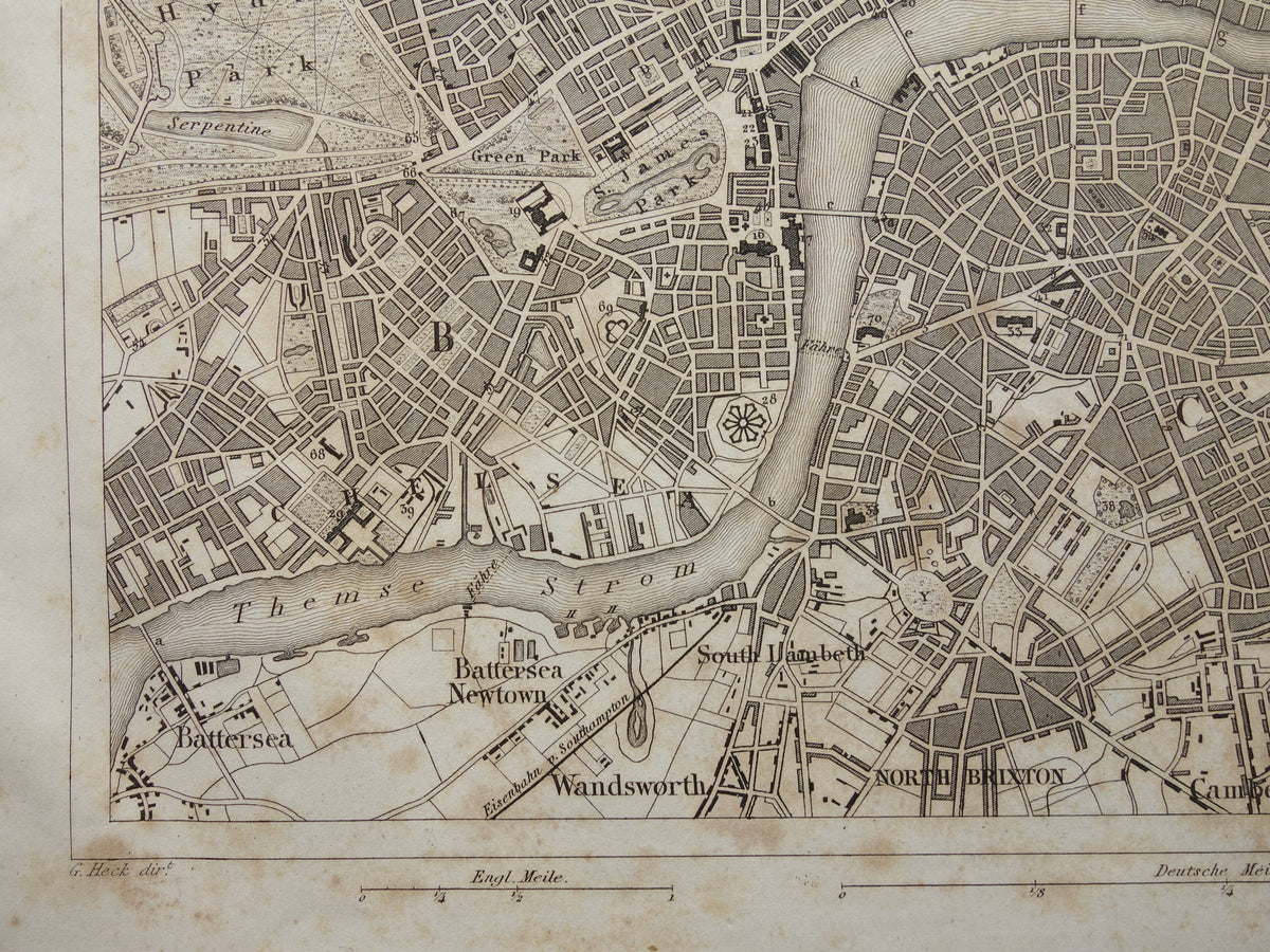 LONDON Old Map of London England - Original 175+ year old map
