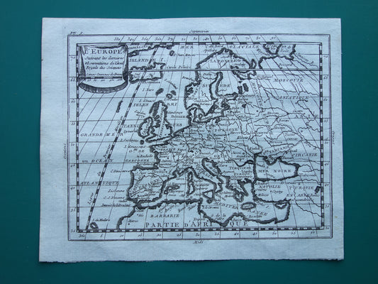260+ jaar oude landkaart van Europa 1759 originele antieke kaart continent Europa klein formaat