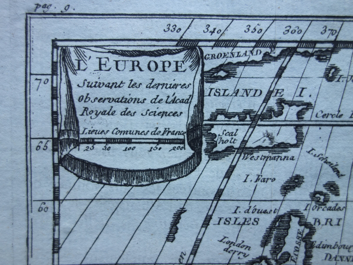 260+ jaar oude landkaart van Europa 1759 originele antieke kaart continent Europa klein formaat