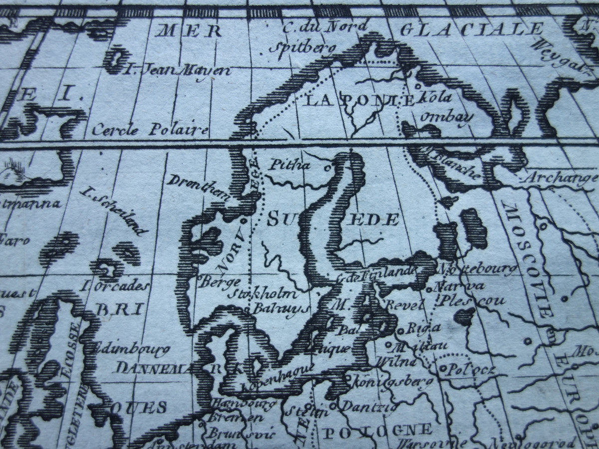 260+ jaar oude landkaart van Europa 1759 originele antieke kaart continent Europa klein formaat