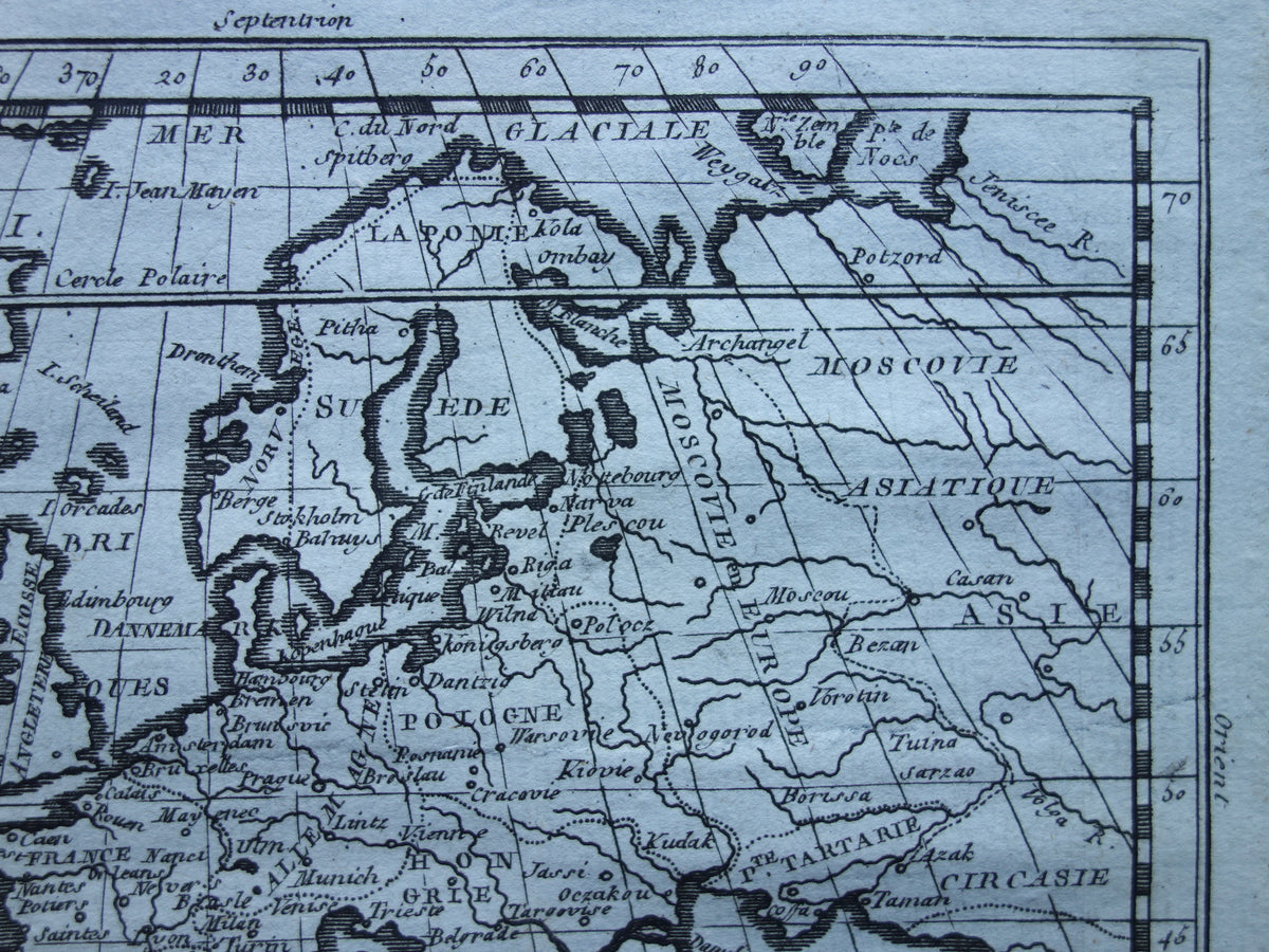 260+ jaar oude landkaart van Europa 1759 originele antieke kaart continent Europa klein formaat