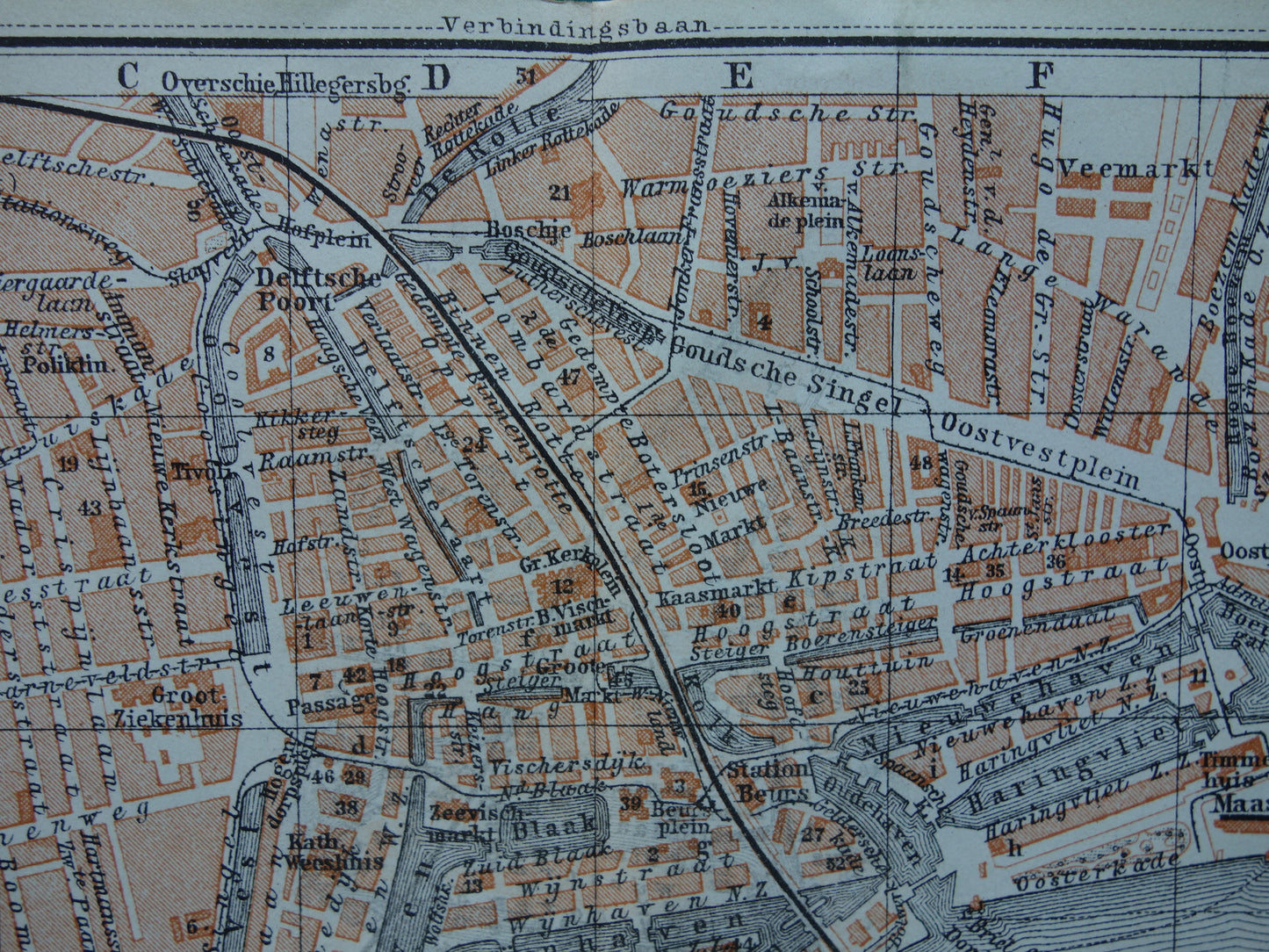 ROTTERDAM oude kaart van Rotterdam uit 1904 originele antieke plattegrond vintage landkaart