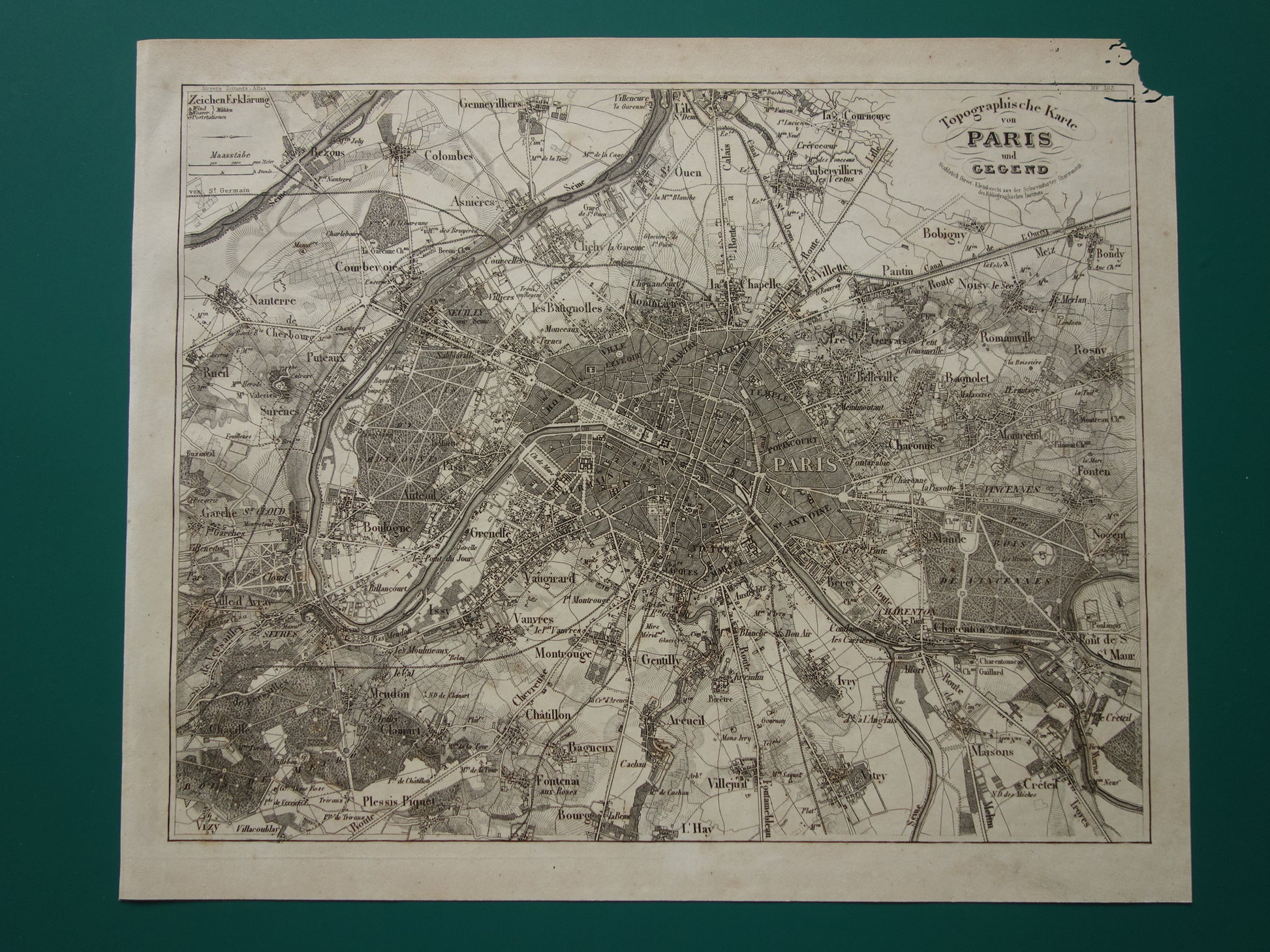 parijs in het jaar 1851 topografische kaart