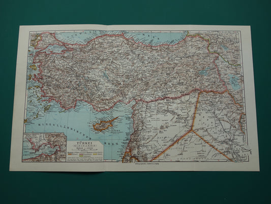 Turkije oude kaart van Turkije uit 1926 originele Duitse vintage landkaart