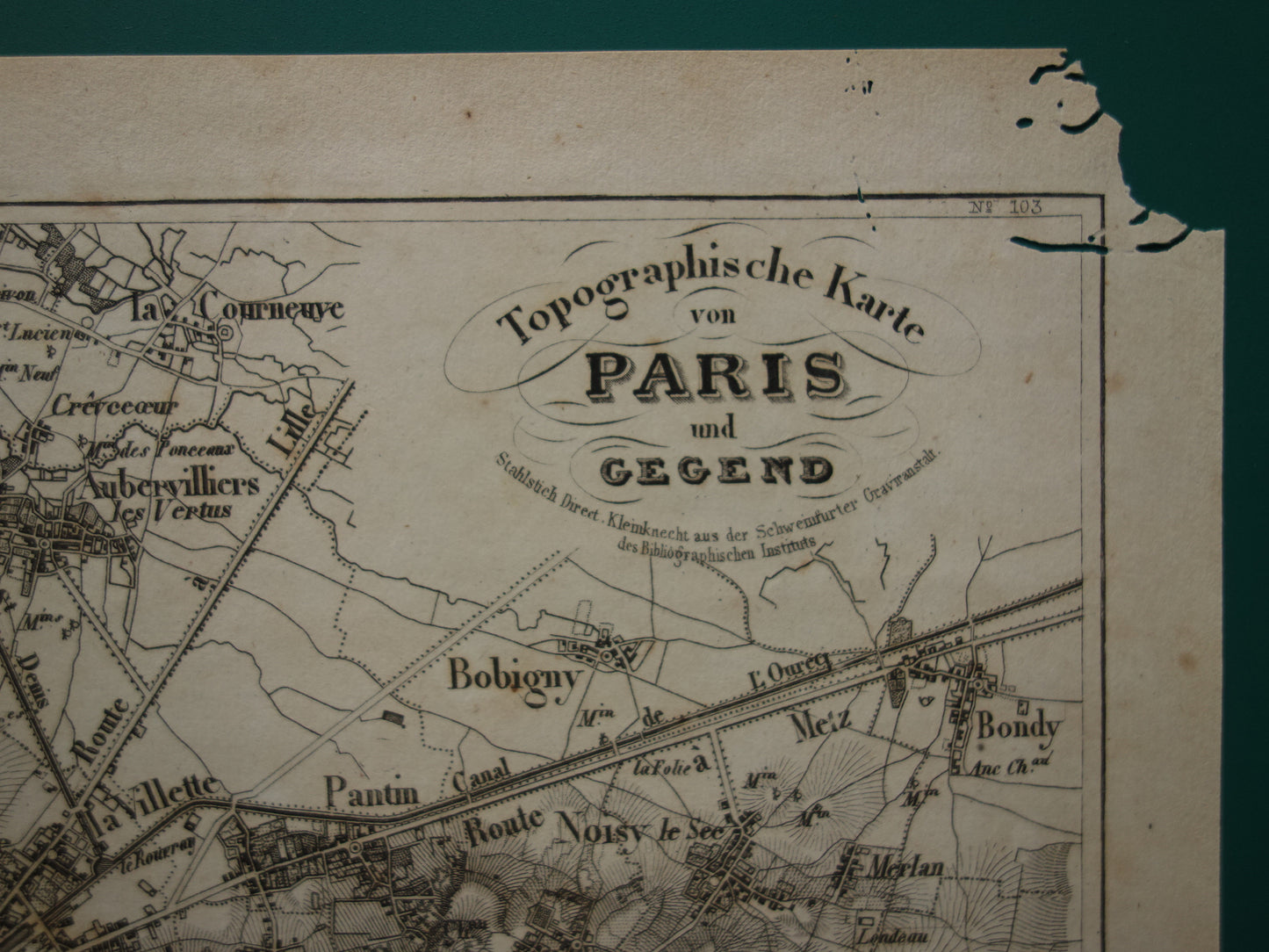 PARIJS Oude kaart van Parijs Frankrijk - Originele 170+ jaar oude plattegrond