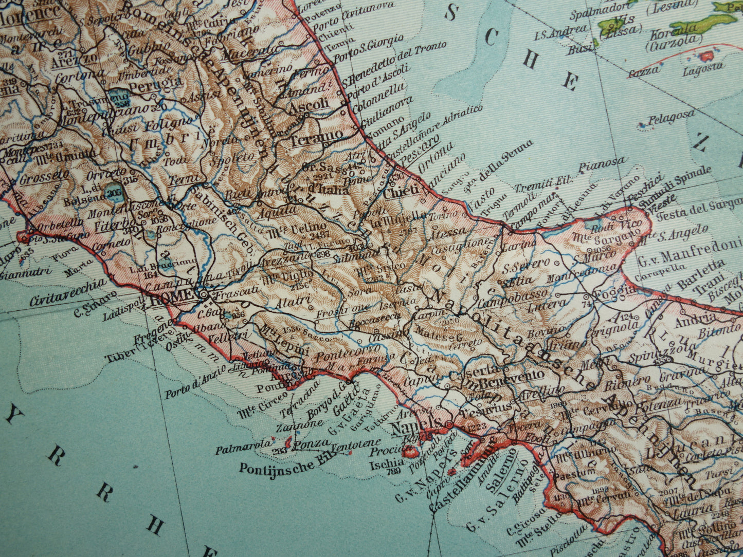 Oude kaart van Italië uit 1935 Originele vintage Nederlandse landkaart van Italië