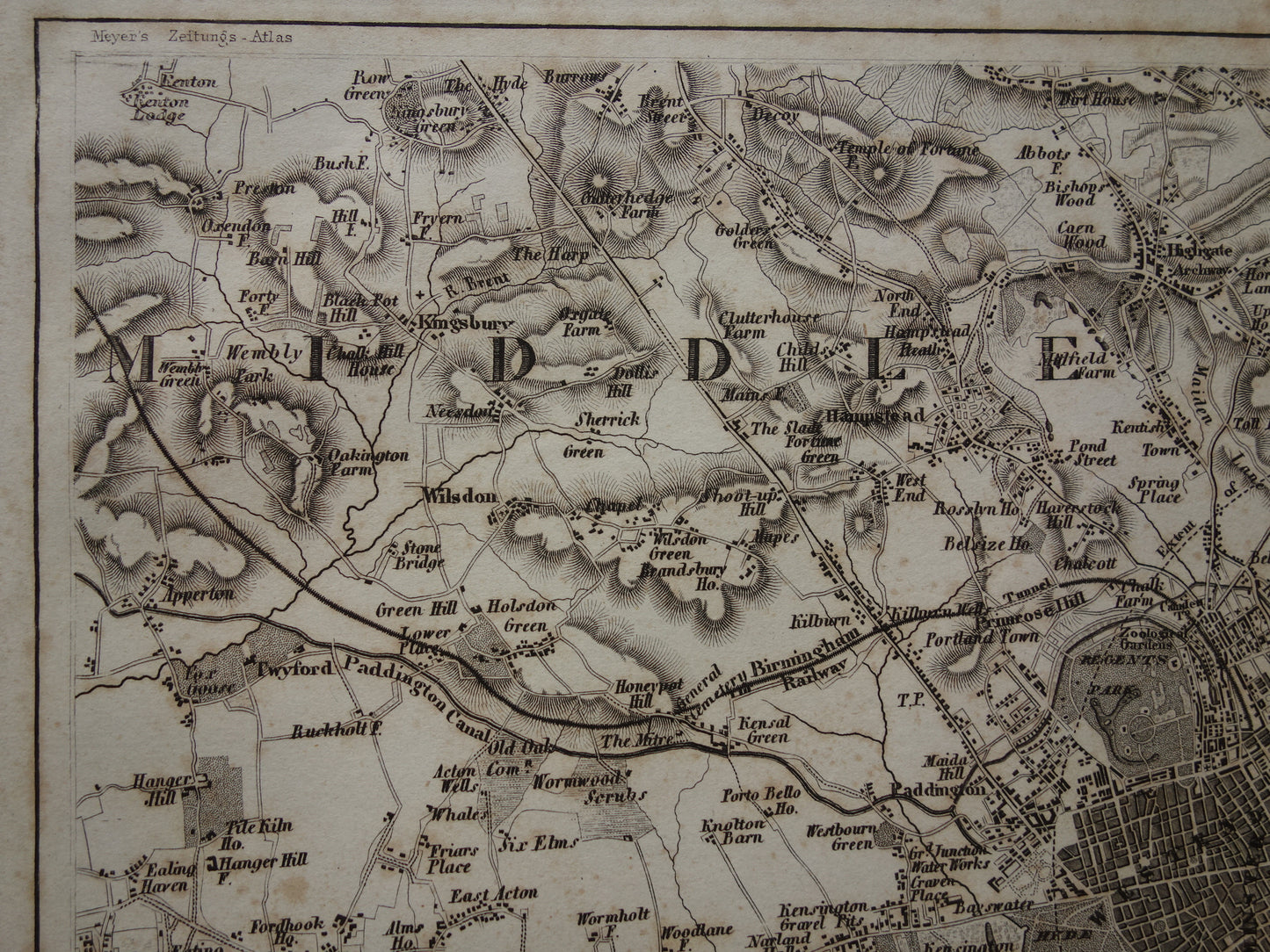 LONDEN Oude kaart van Londen Engeland - Originele 175+ jaar oude plattegrond