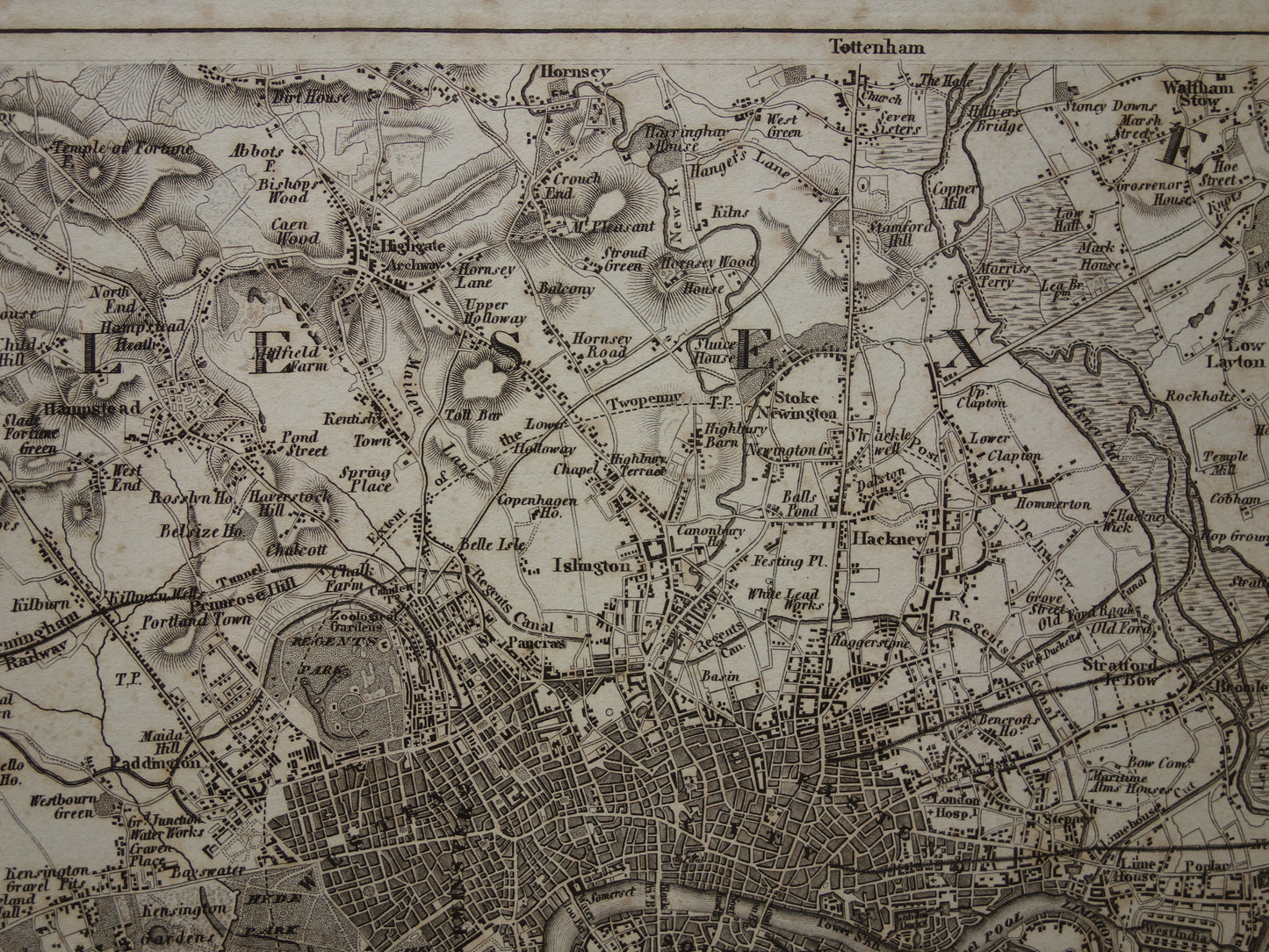 LONDEN Oude kaart van Londen Engeland - Originele 175+ jaar oude plattegrond