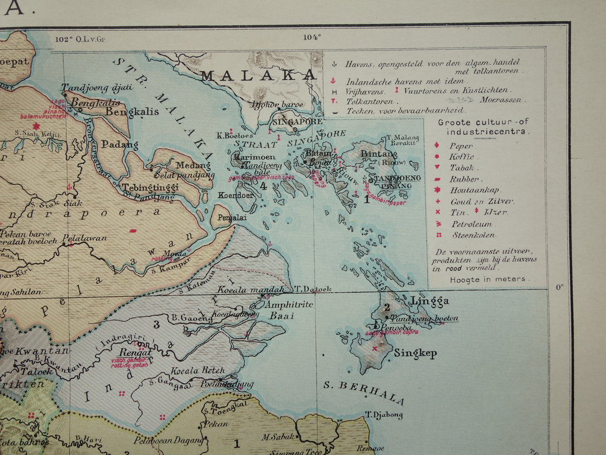 Sumatra old map of Sumatra Indonesia 1911 original antique Dutch map historical maps Sumatra Medan Palembang