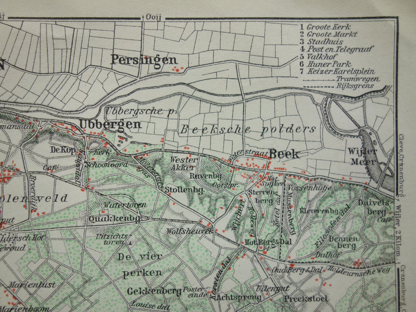 NIJMEGEN alte Karte von Nijmegen Beek Ubbergen aus dem Jahr 1910, kleine originale antike Karte