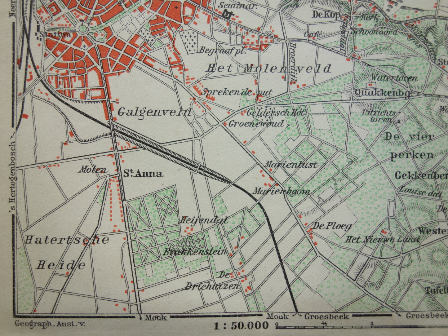 NIJMEGEN alte Karte von Nijmegen Beek Ubbergen aus dem Jahr 1910, kleine originale antike Karte