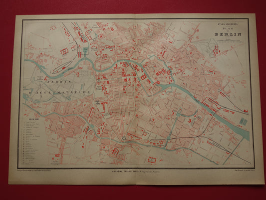 BERLIJN oude kaart van Berlijn uit 1877 originele antieke plattegrond