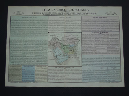 Midden-Oosten oude kaart Perzië Iran Saoedi-Arabië / grote antieke Franse gravure - Historische Geschiedeniskaart 
