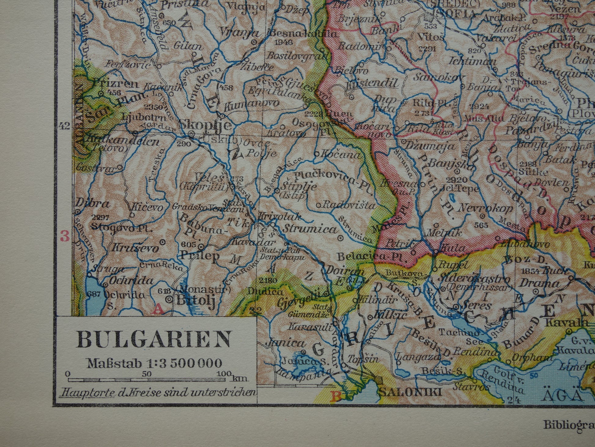 Bulgarije in het jaar 1928 landkaart