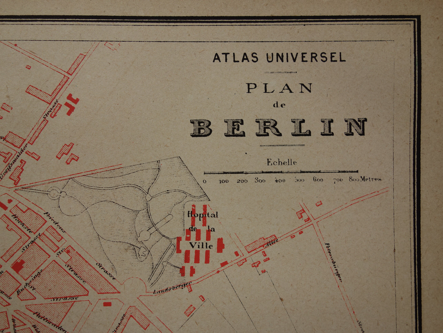 BERLIJN oude kaart van Berlijn uit 1877 originele antieke plattegrond