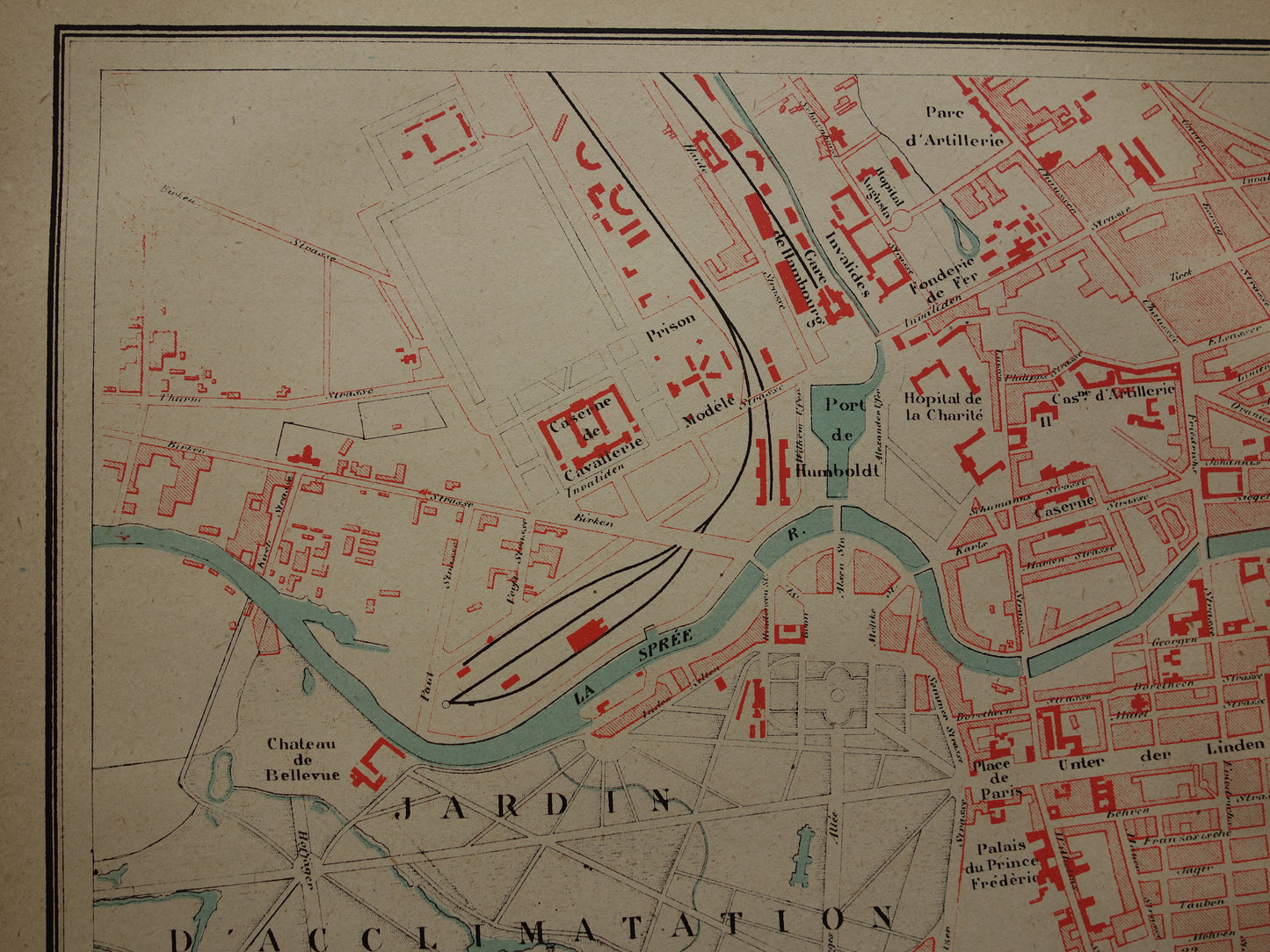 BERLIJN oude kaart van Berlijn uit 1877 originele antieke plattegrond