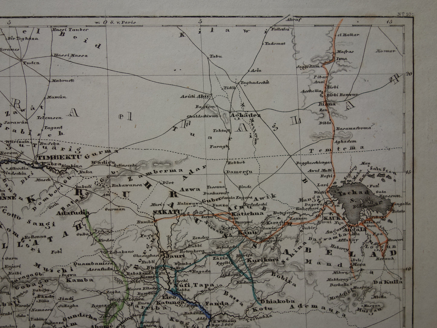 West-Afrika Oude kaart van Nigeria Ghana Ivoorkust 170+ jaar oude handgekleurde landkaart