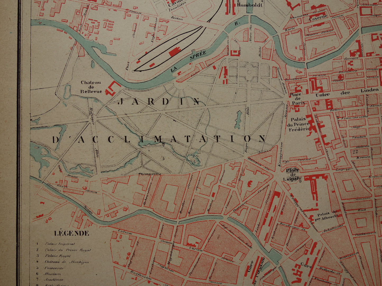 BERLIJN oude kaart van Berlijn uit 1877 originele antieke plattegrond