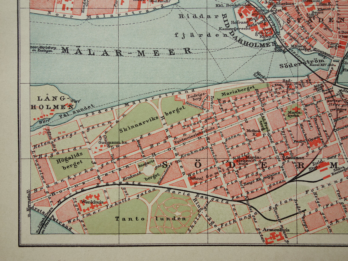 Stockholm oude kaart uit 1911 originele antieke Nederlandse plattegrond van Stockholm Zweden