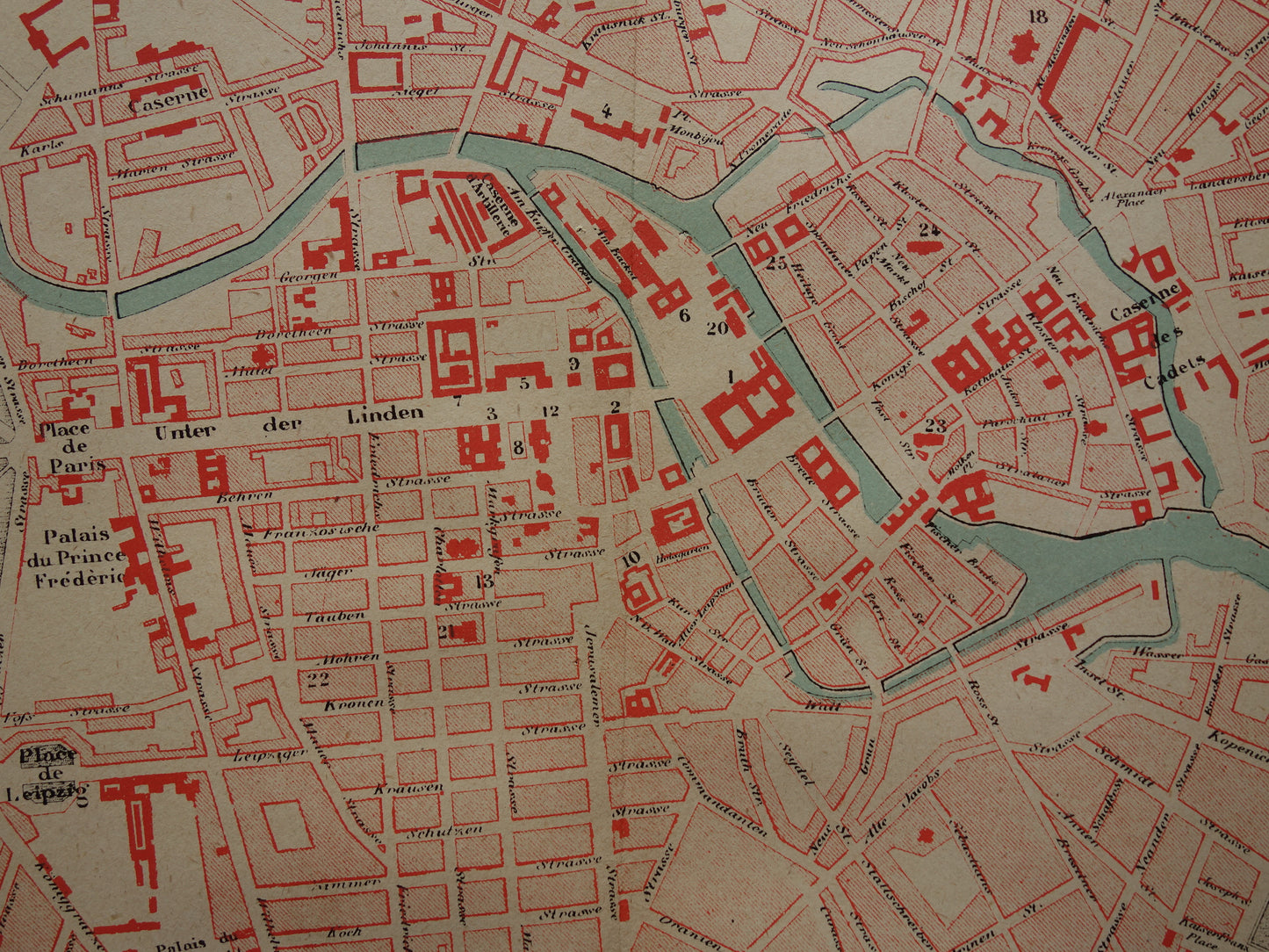 BERLIJN oude kaart van Berlijn uit 1877 originele antieke plattegrond