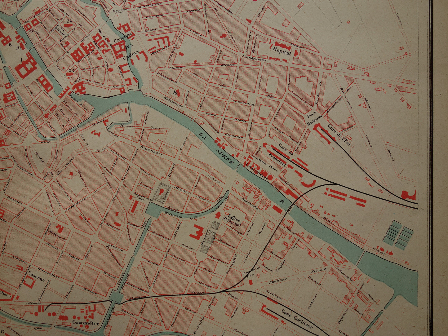 BERLIJN oude kaart van Berlijn uit 1877 originele antieke plattegrond