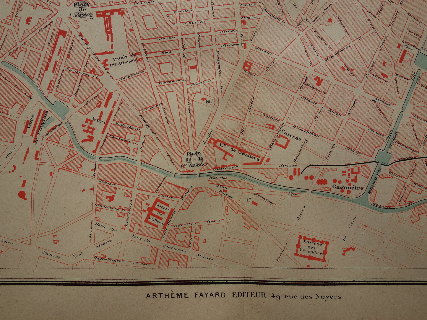 BERLIJN oude kaart van Berlijn uit 1877 originele antieke plattegrond